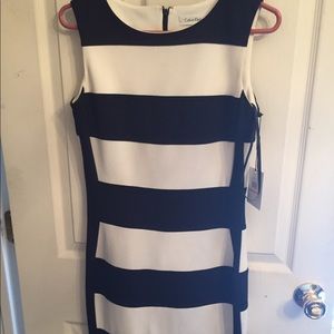 Calvin Klein blk/white stripe dress new!